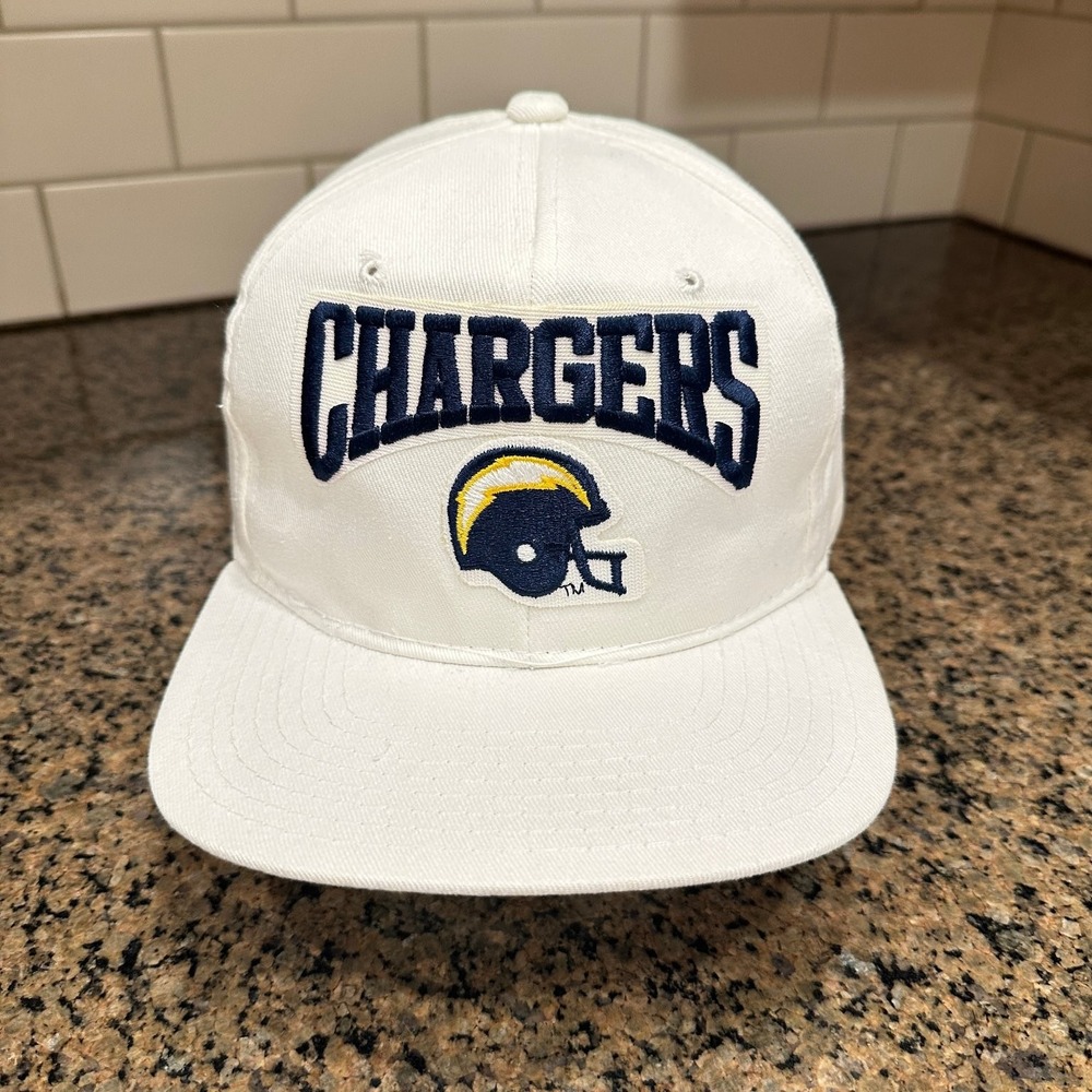 Vtg 90s Los Angeles Chargers New Era Pro Model Snapback Hat White Deadstock New